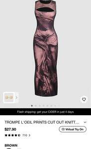 Knit Fabric Trompe L'oeil Prints Cut Out Knitted Maxi Dress For Exhibition,